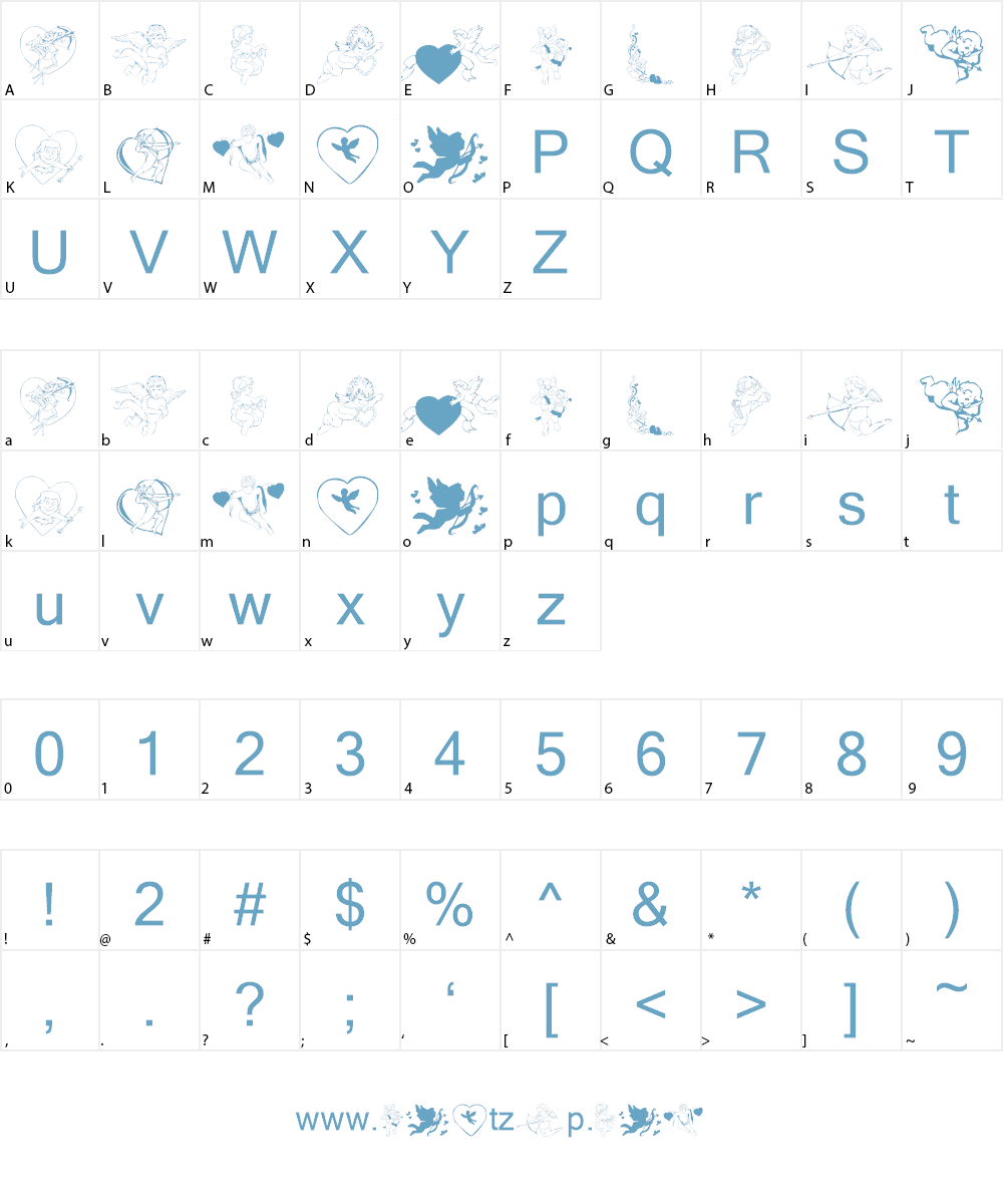 KR Cupids Font Character